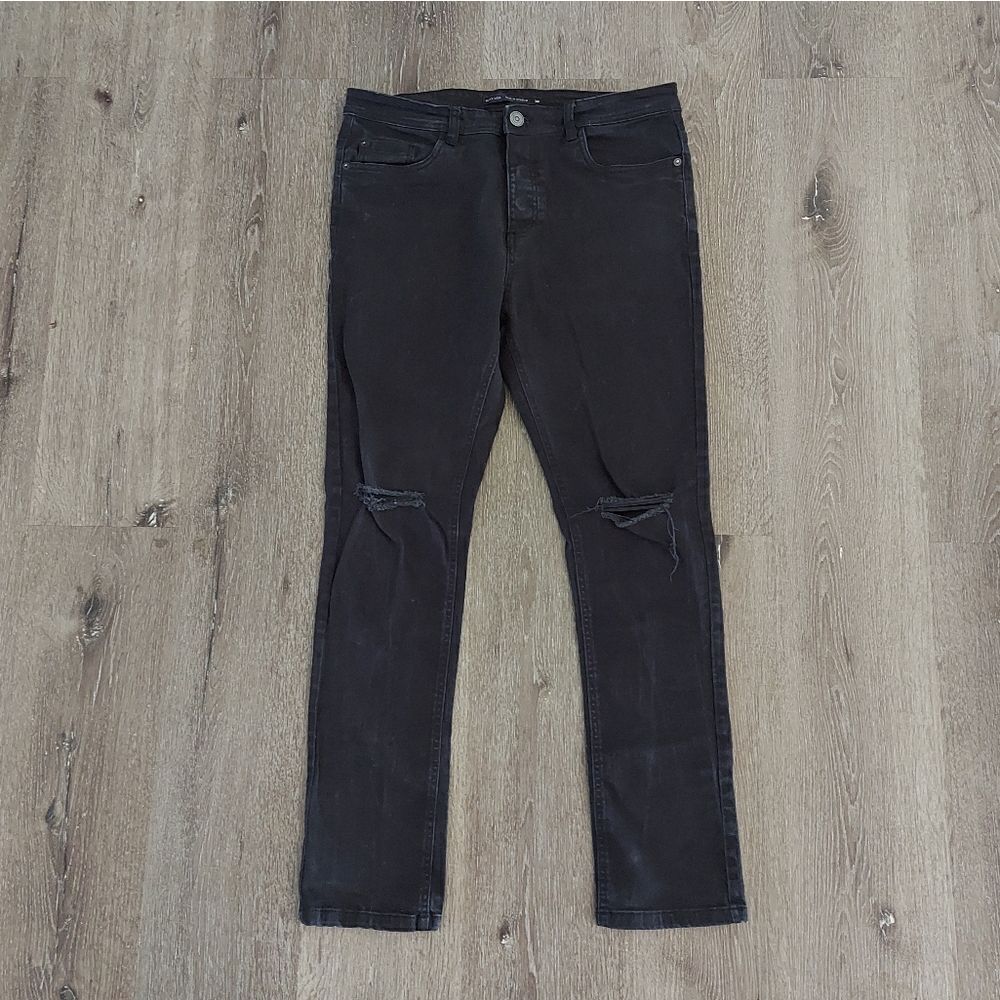 Brave Soul Slim Fit Black Knee Rip Jeans 34